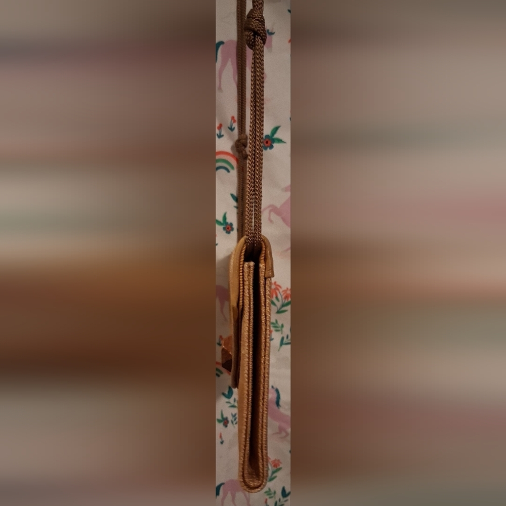 EUC RARE Vintage 70s Christian Dior Boutique Tan Linen & Silk Envelope Purse Bag - Picture 9 of 12